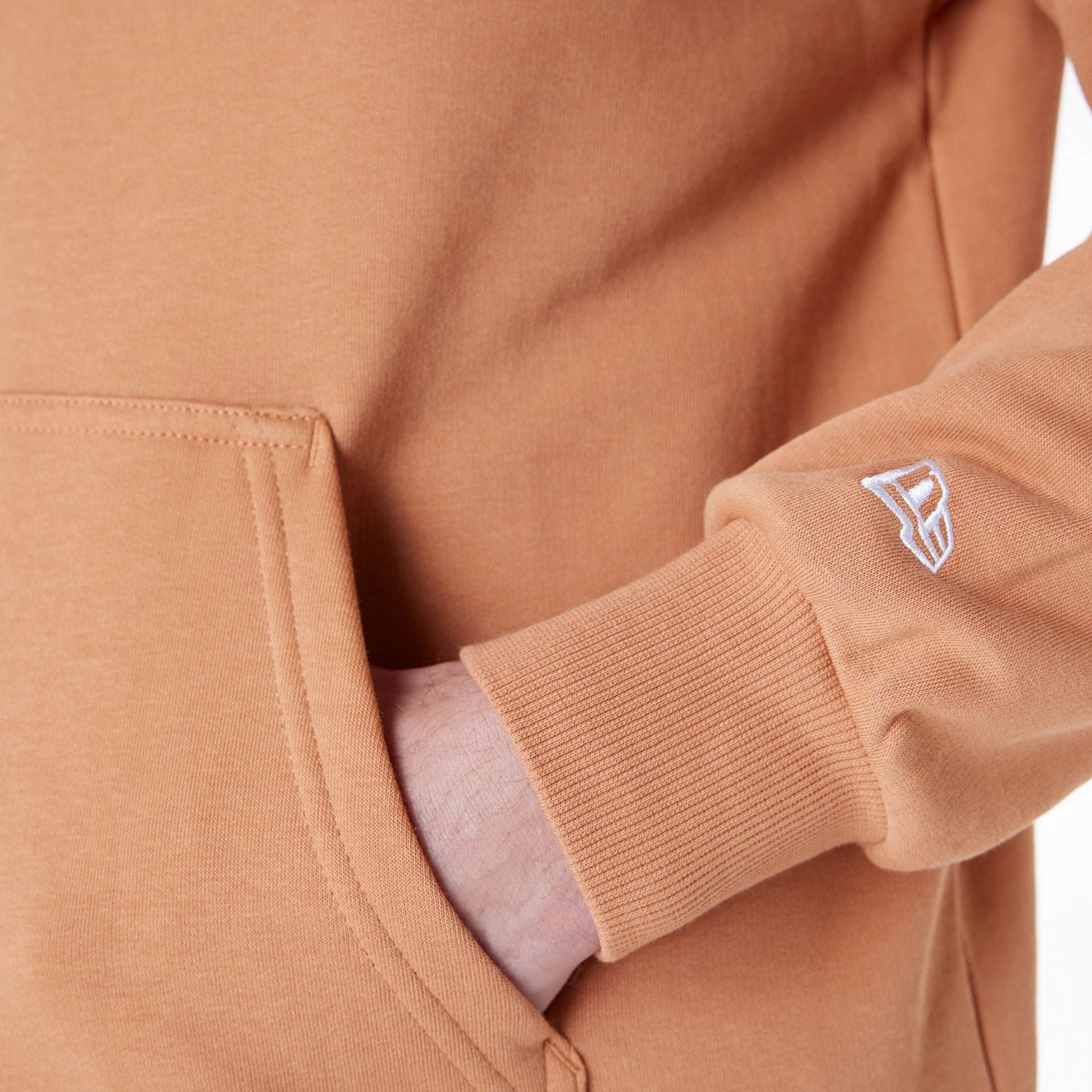 The Male model is wearing LA Lakers NBA League Essential Dark Beige Oversized Pullover Hoodie 4