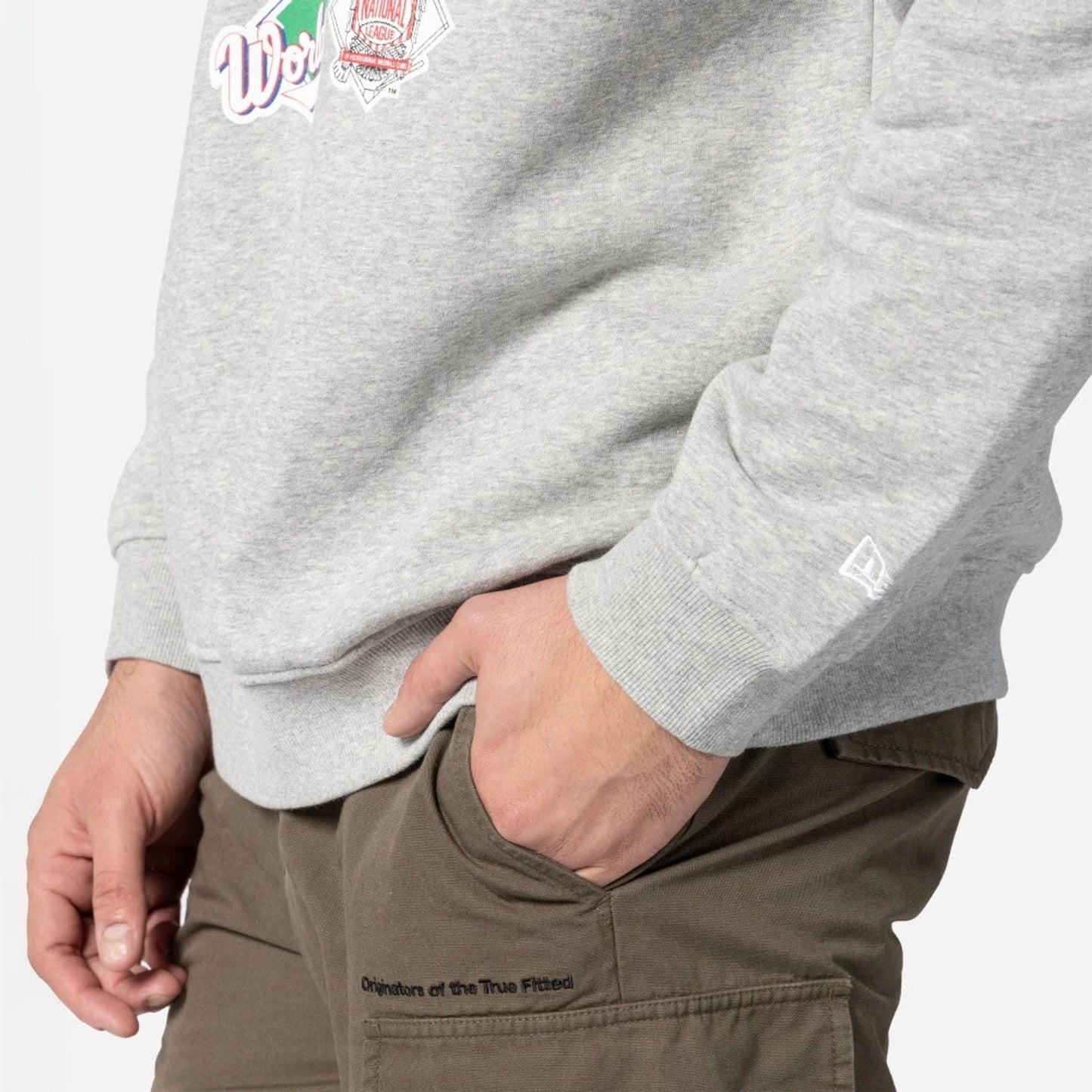 The Male model is wearing MLB Dueling Logos Sport Classic Grey Crewneck Sweater 3