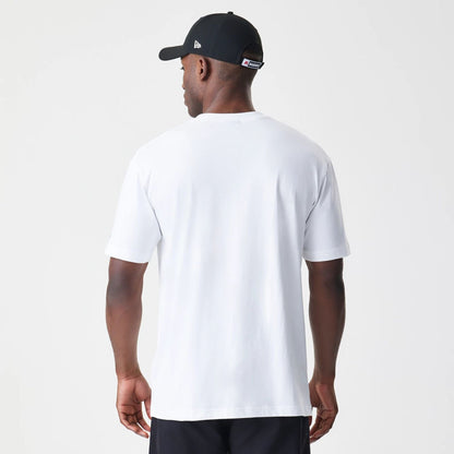 The Male model is wearing Las Vegas Raiders Throwback Prep White T-Shirt 2