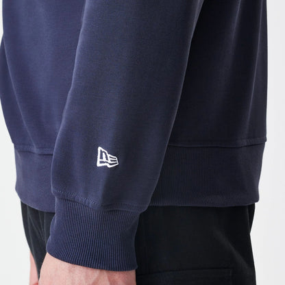 The Male model is wearing New York Yankees Throwback Prep Navy Long Sleeve Rugby Shirt 4