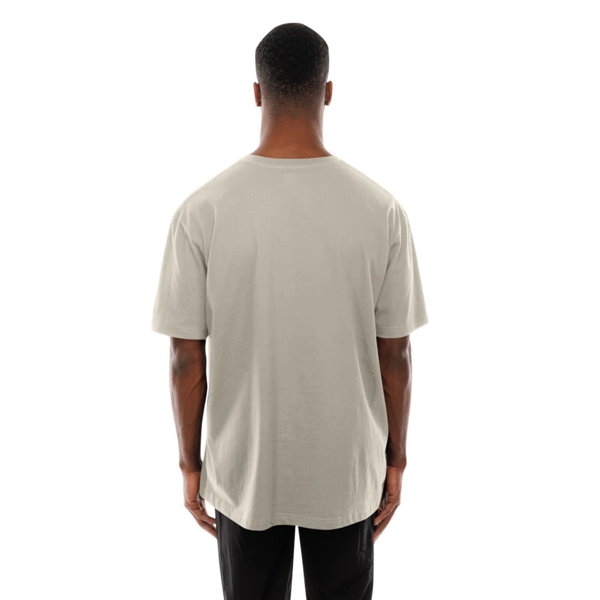 The Male model is wearing LA Lakers Modern Driver Light Beige T-Shirt 7