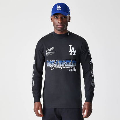 The Male model is wearing LA Dodgers Modern Driver Black Long Sleeve T-Shirt 1