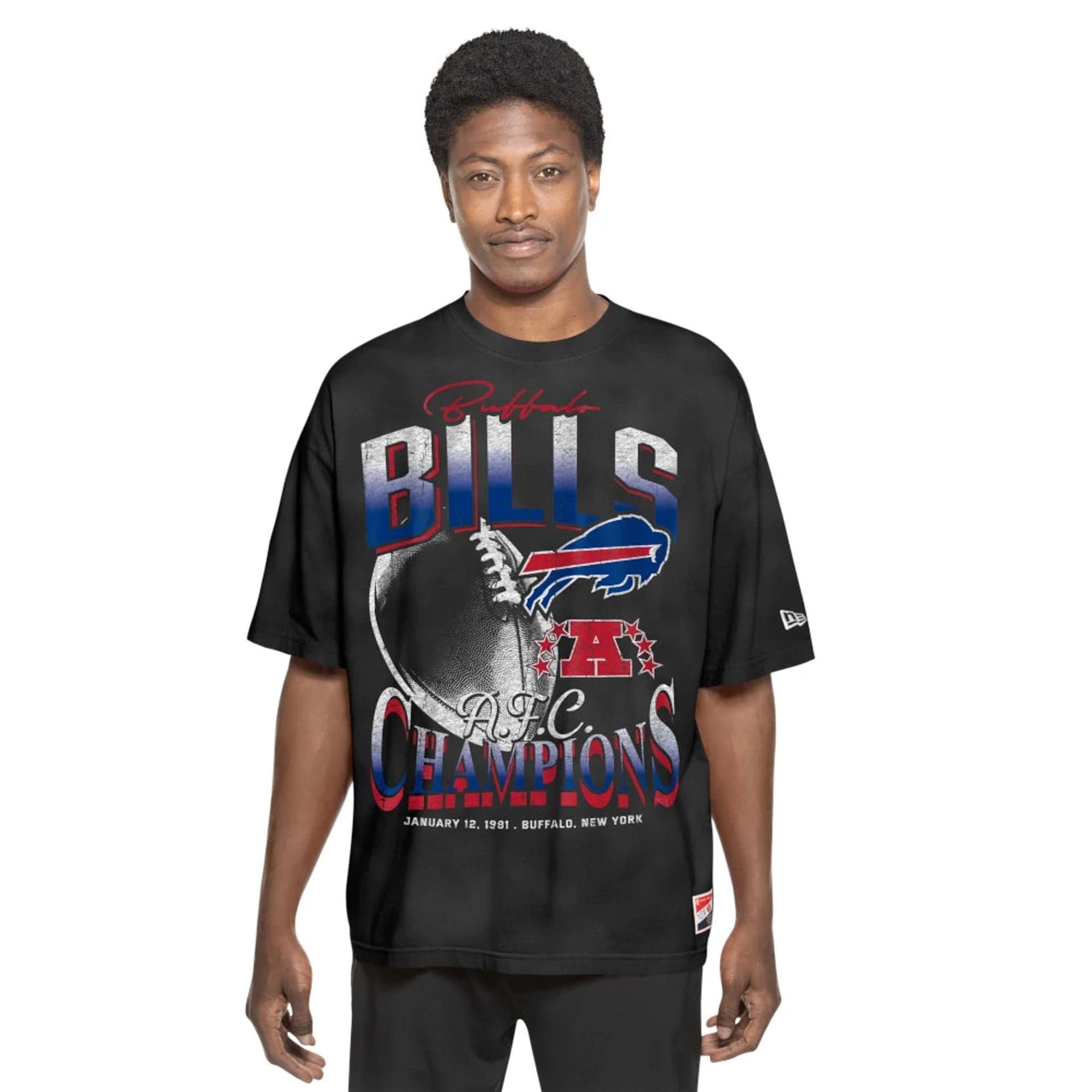 The Male model is wearing Buffalo Bills Sport Classic Black T-Shirt 6