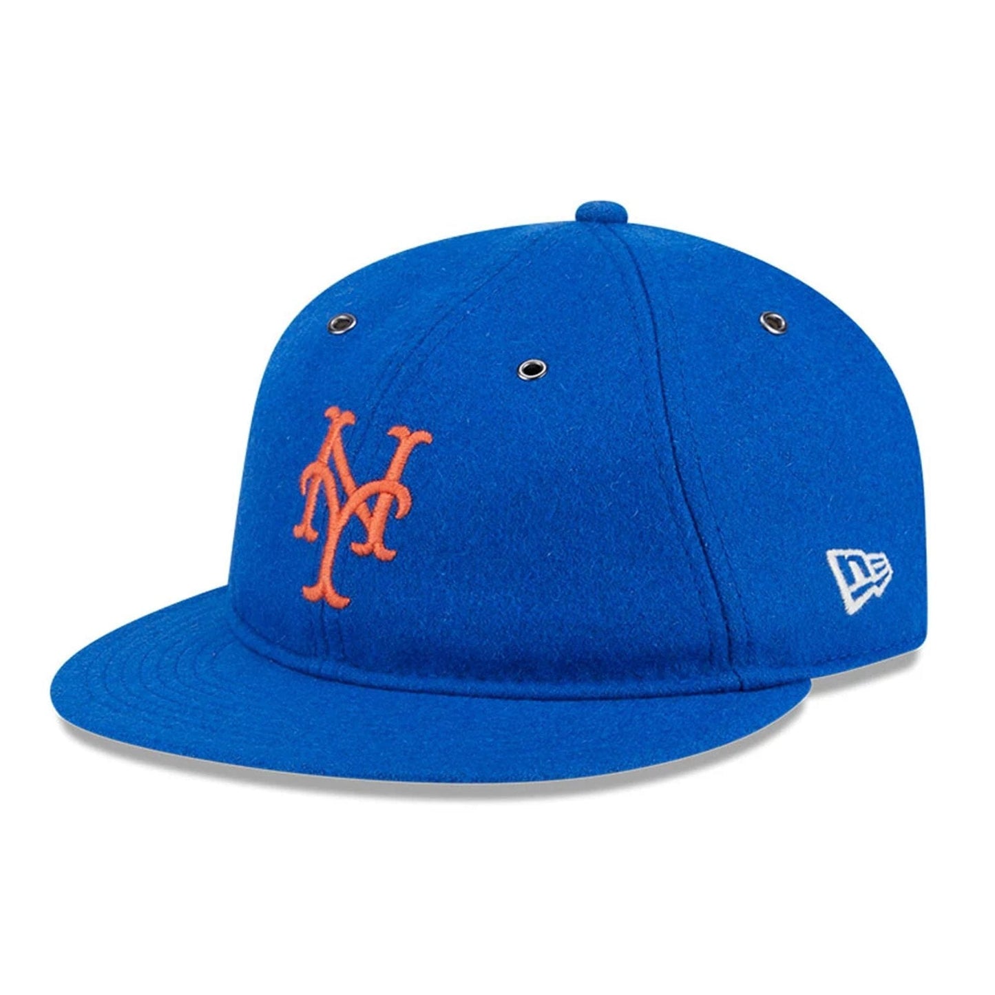 Pictured is this New York Mets MLB Wool Retro Crown 59FIFTY Fitted Cap in blue. 1