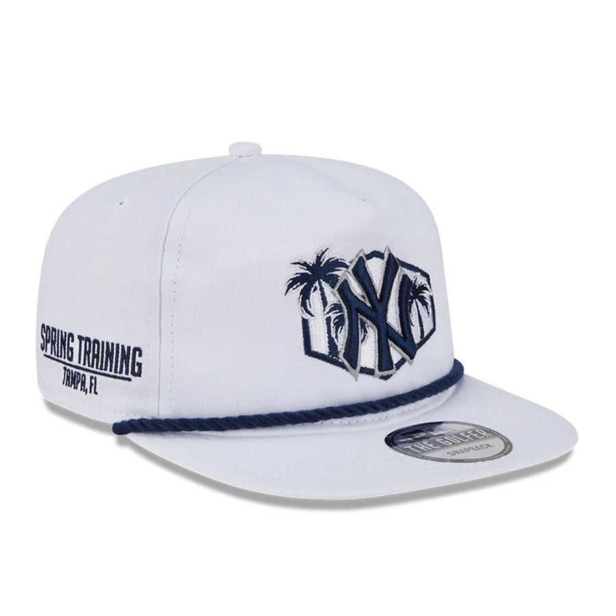 This is a New York Yankees Spring Training Fan Pack 2025 White Golfer Adjustable Cap 1
