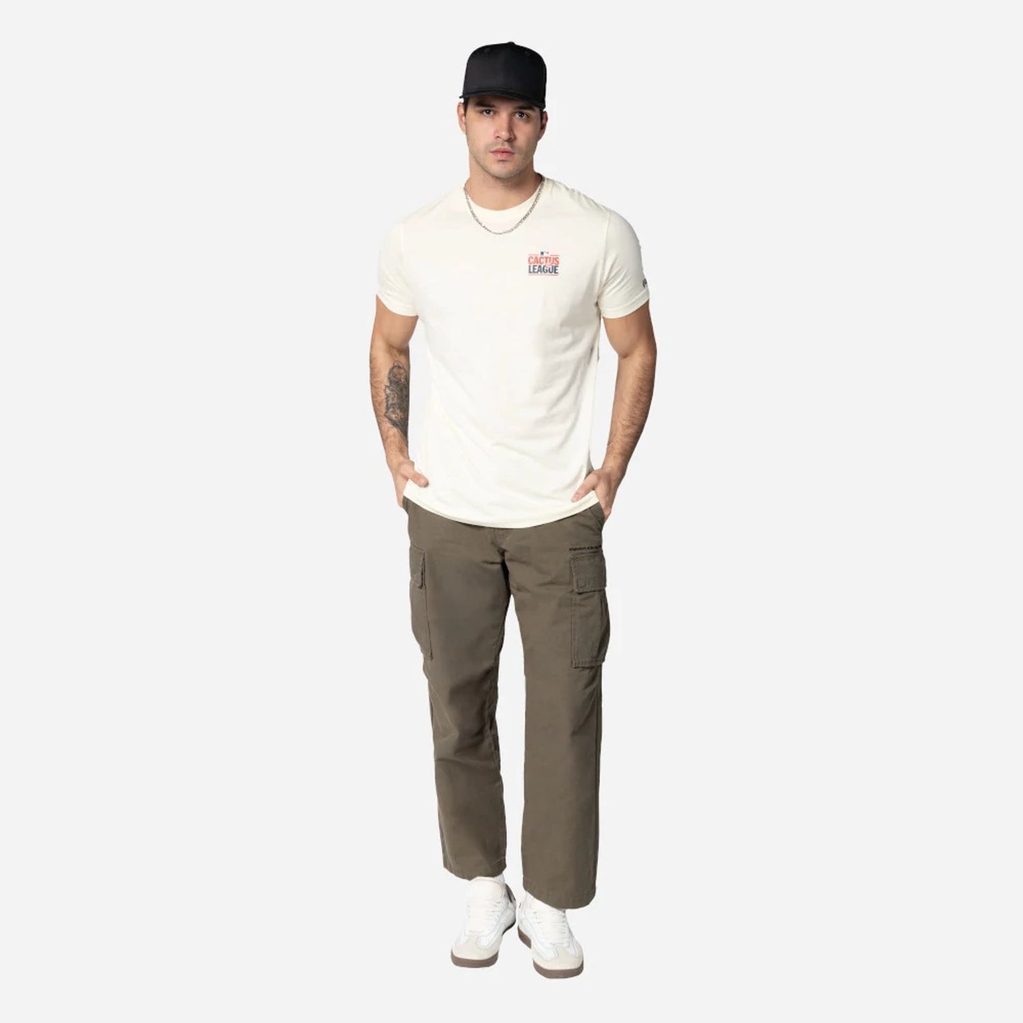 The Male model is wearing Cactus League Spring Training 2025 Cream T-Shirt 5
