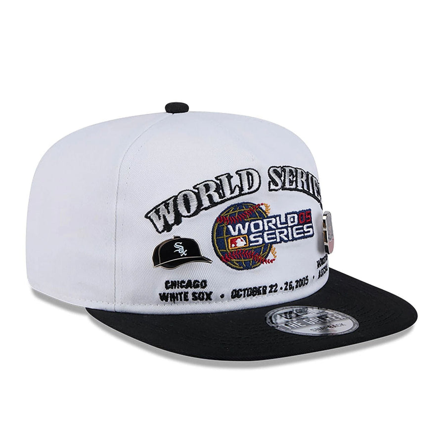 This is a Chicago White Sox VS Houston Astros Championship Pin White Golfer Adjustable Cap 4