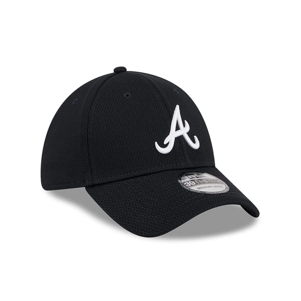 Pictured is this MLB Evergreen Atlanta Braves 39THIRTY Stretch Fit cap in navy. 3