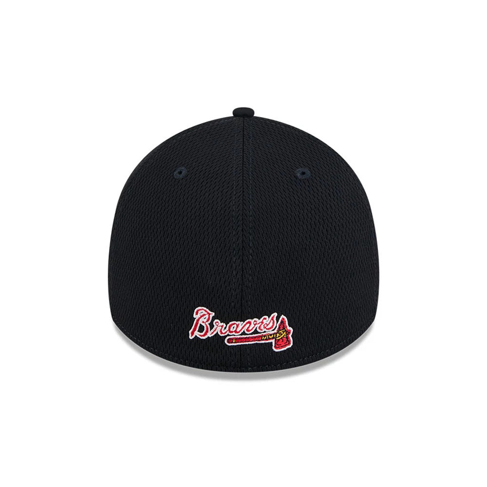 Pictured is this MLB Evergreen Atlanta Braves 39THIRTY Stretch Fit cap in navy. 4