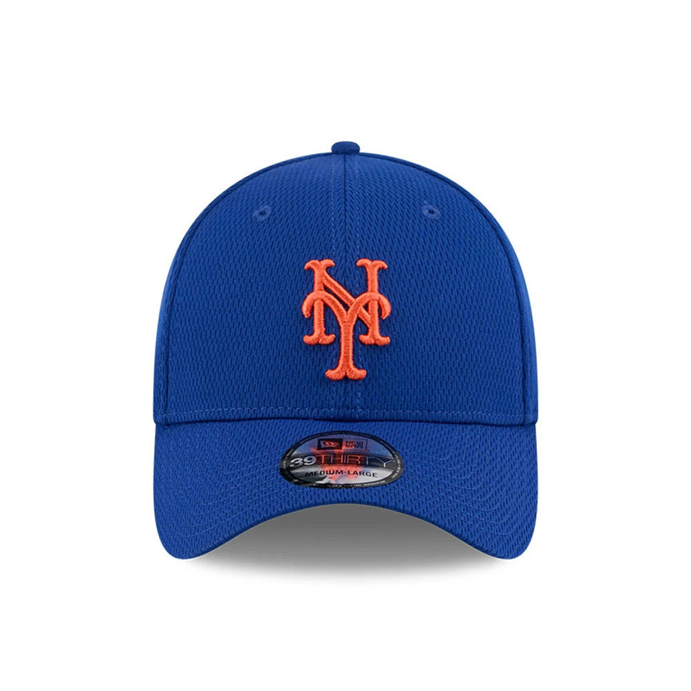 Pictured is this MLB Evergreen New York Mets 39THIRTY Stretch Fit cap in blue. 2