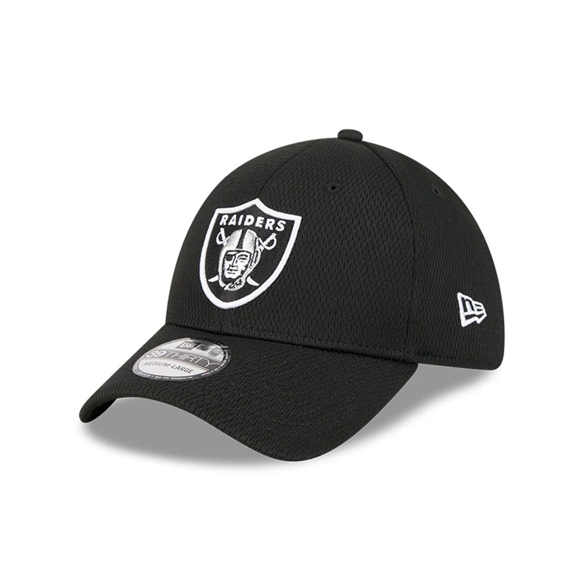 Pictured is this NFL Evergreen Las Vegas Raiders 39THIRTY Stretch Fit cap in black. 1
