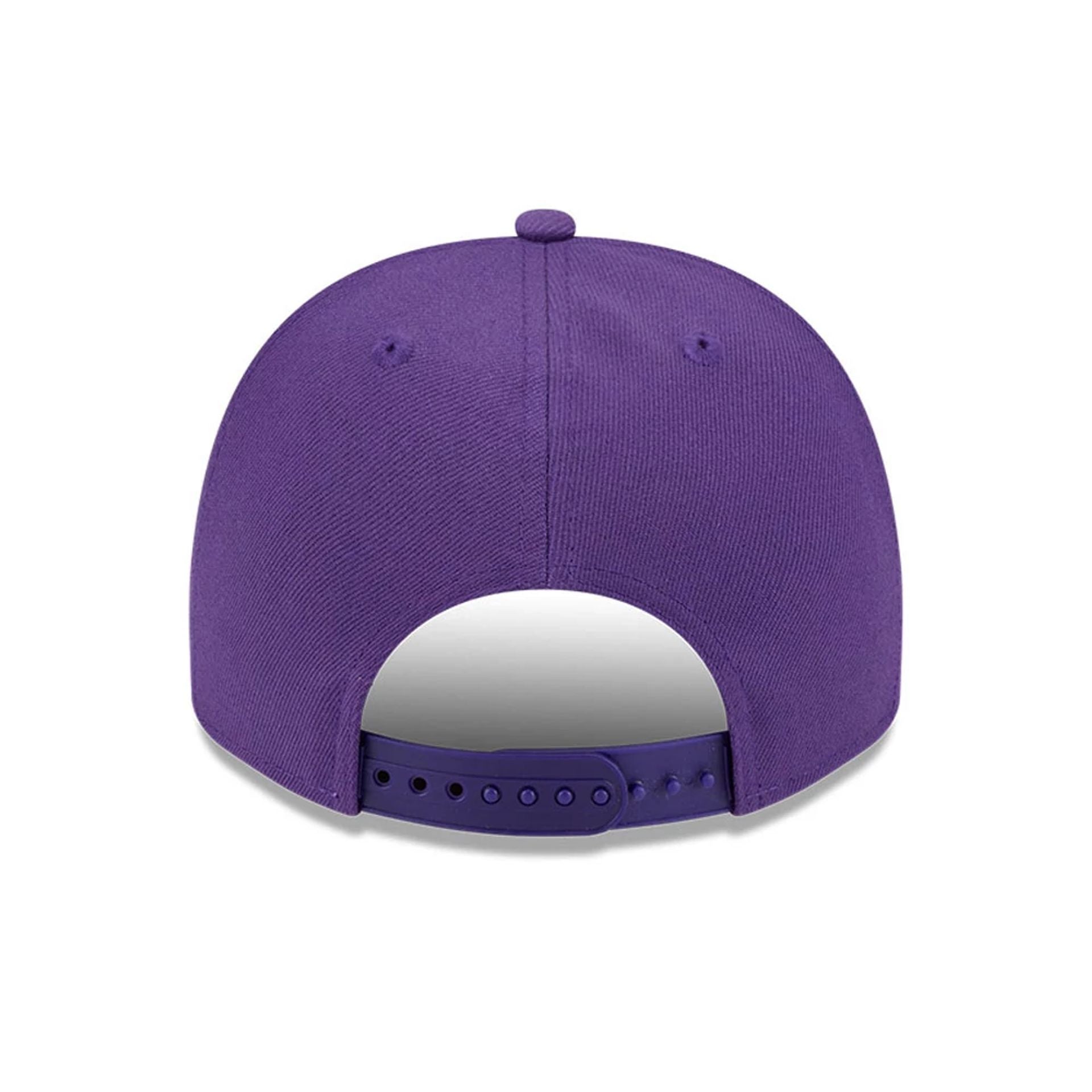 Pictured is this NBA Evergreen LA Lakers 9FIFTY A-Frame Snapback cap in purple. 7