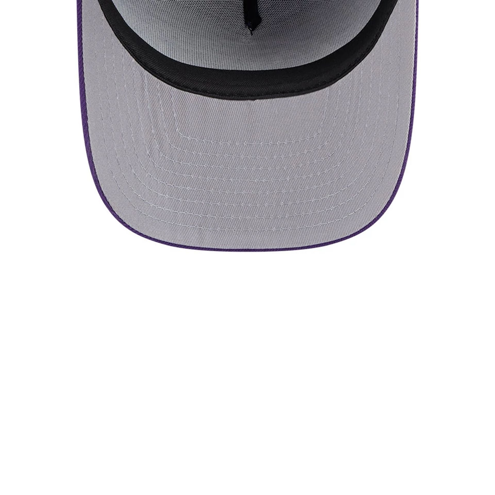 Pictured is this NBA Evergreen LA Lakers 9FIFTY A-Frame Snapback cap in purple. 2