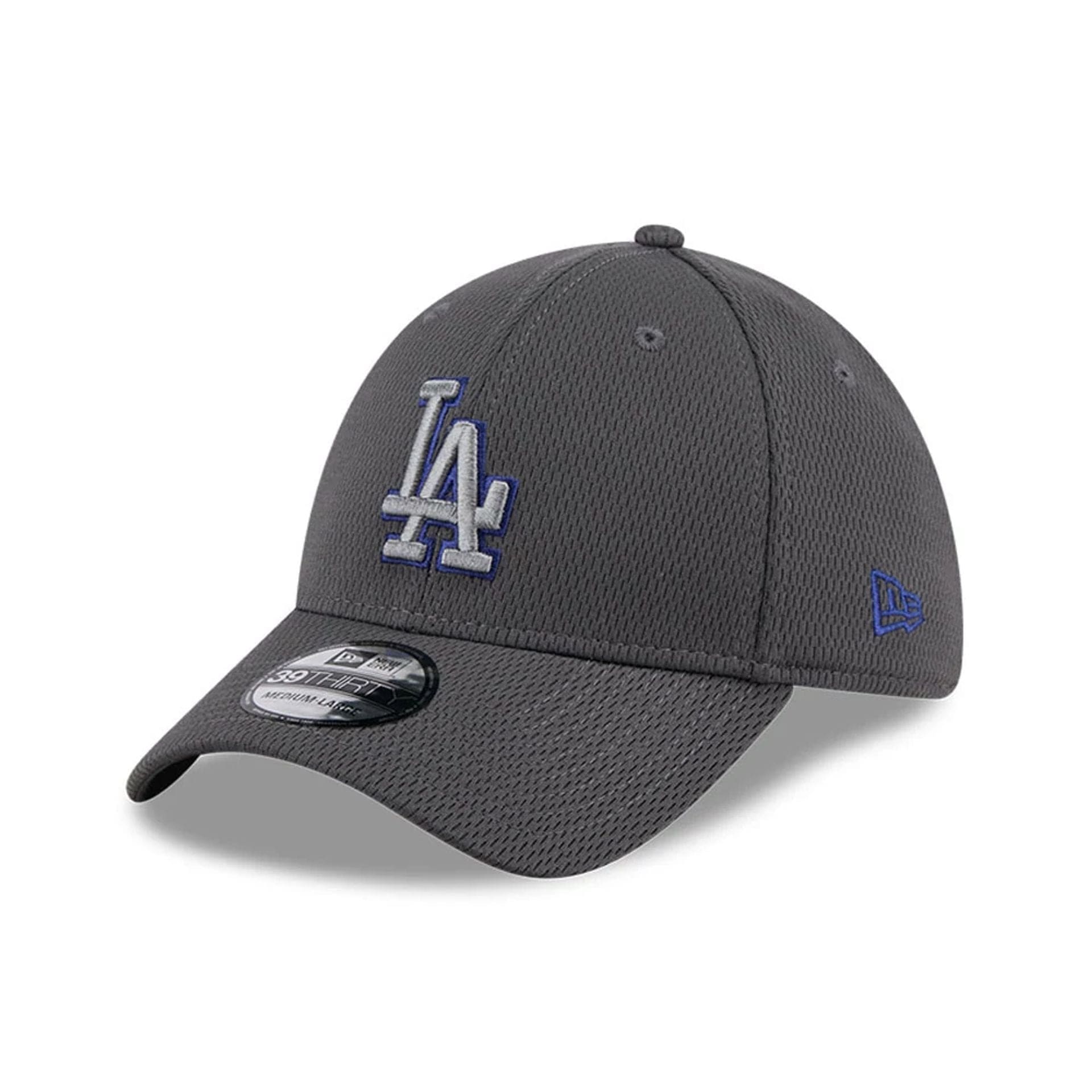 Pictured is this MLB Evergreen LA Dodgers 39THIRTY Stretch Fit cap in dark grey. 1
