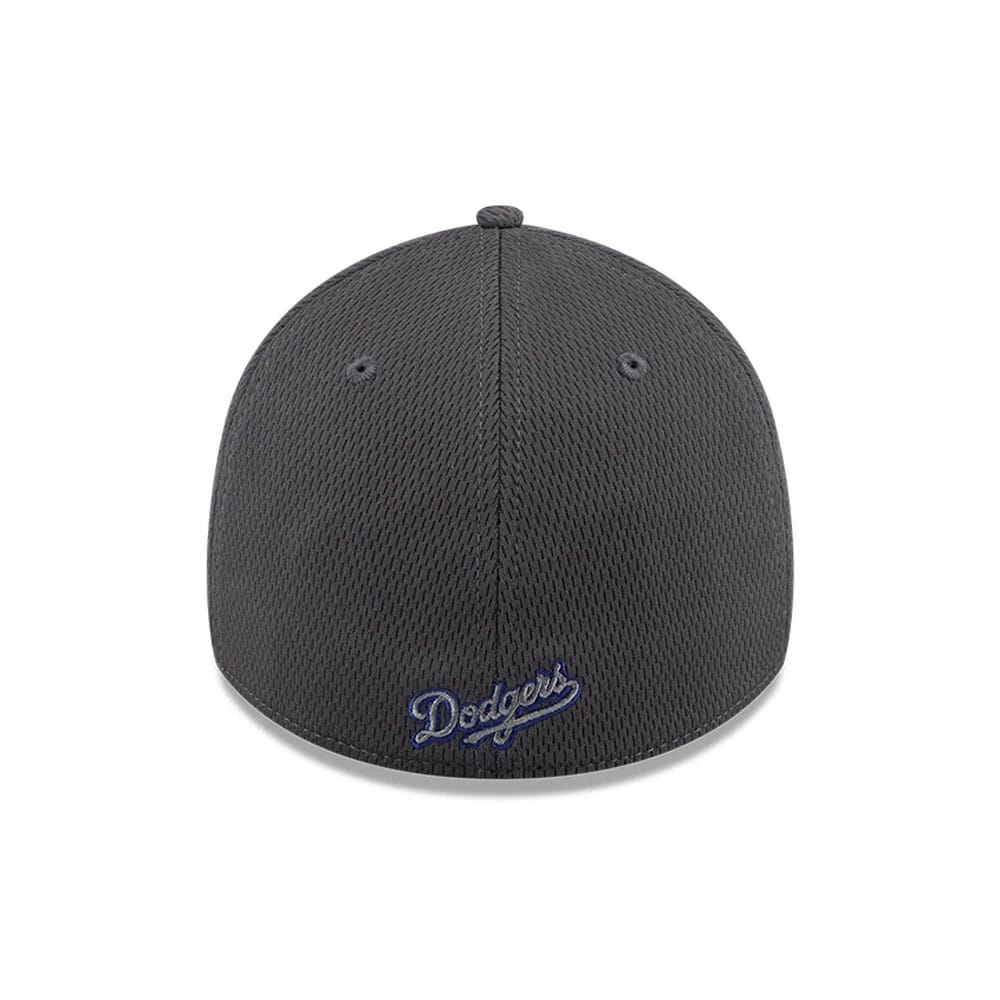 Pictured is this MLB Evergreen LA Dodgers 39THIRTY Stretch Fit cap in dark grey. 4