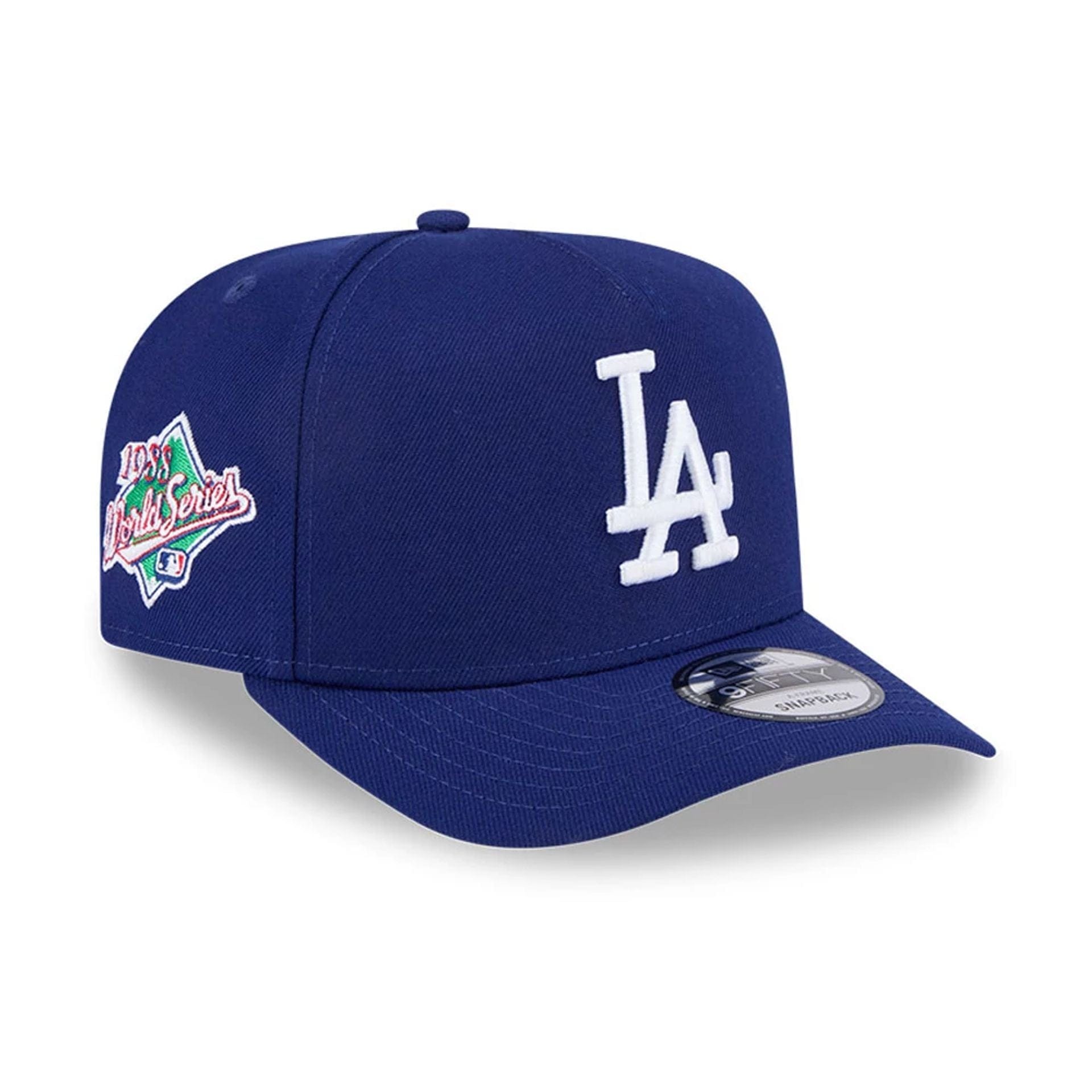 Pictured is this MLB Evergreen LA Dodgers 9FIFTY A-Frame Snapback cap in dark blue. 1