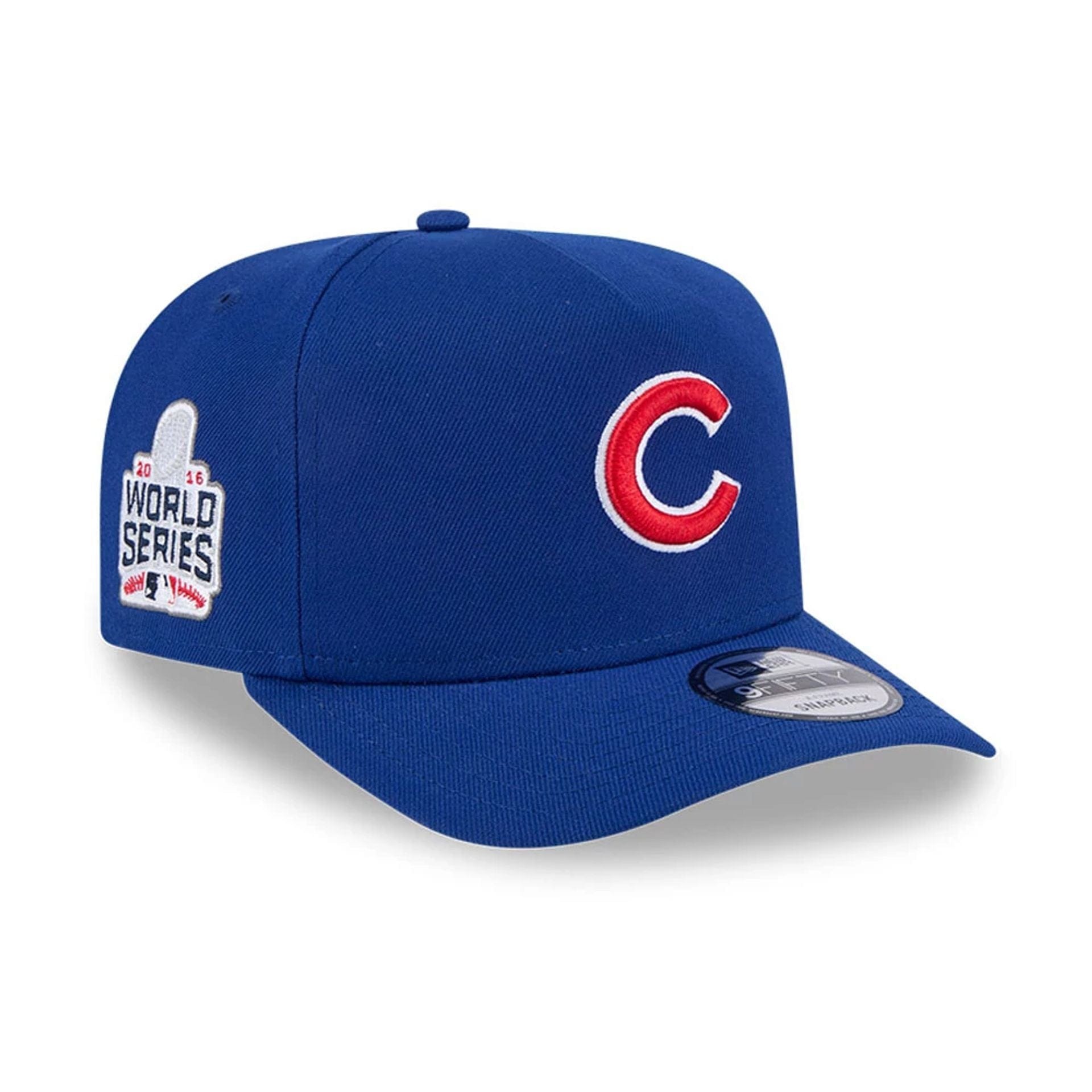 Pictured is this MLB Evergreen Chicago Cubs 9FIFTY A-Frame Snapback cap in blue. 1