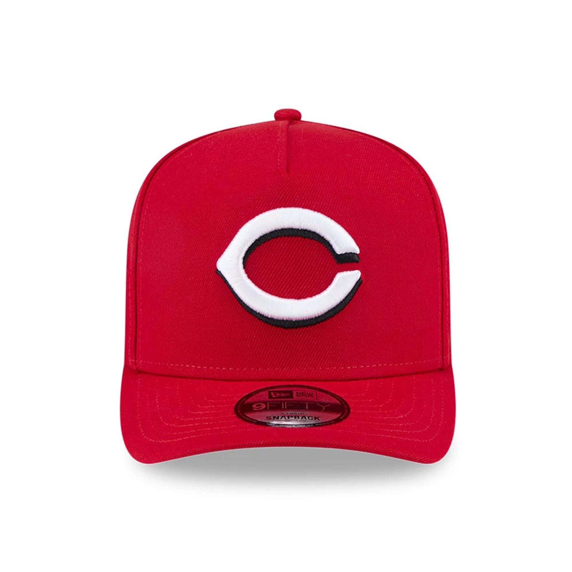 Pictured is this MLB Evergreen Cincinnati Reds 9FIFTY A-Frame Snapback cap in red. 3
