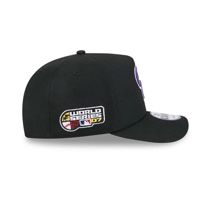 Pictured is this MLB Evergreen Colorado Rockies 9FIFTY A-Frame Snapback cap in black. 5