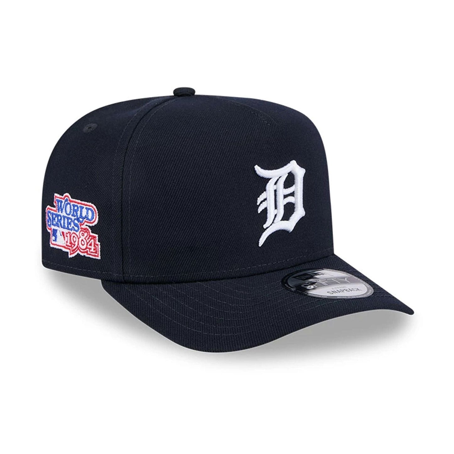 Pictured is this MLB Evergreen Detroit Tigers 9FIFTY A-Frame Snapback cap in navy. 1