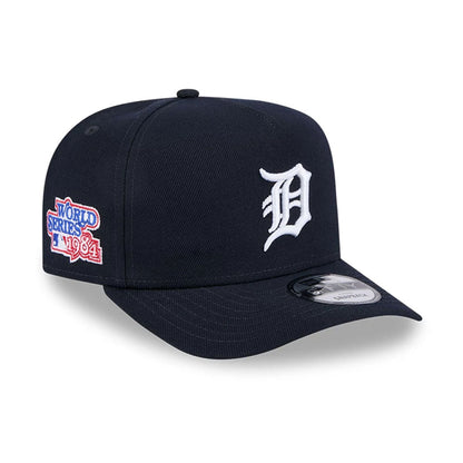 Pictured is this MLB Evergreen Detroit Tigers 9FIFTY A-Frame Snapback cap in navy. 1