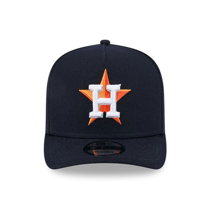 Pictured is this MLB Evergreen Houston Astros 9FIFTY A-Frame Snapback cap in navy. 3