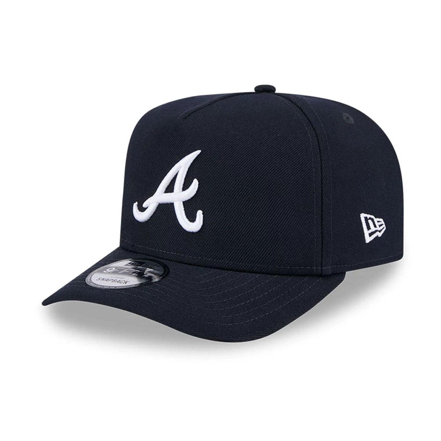 Pictured is this MLB Evergreen Atlanta Braves 9FIFTY A-Frame Snapback cap in navy. 4
