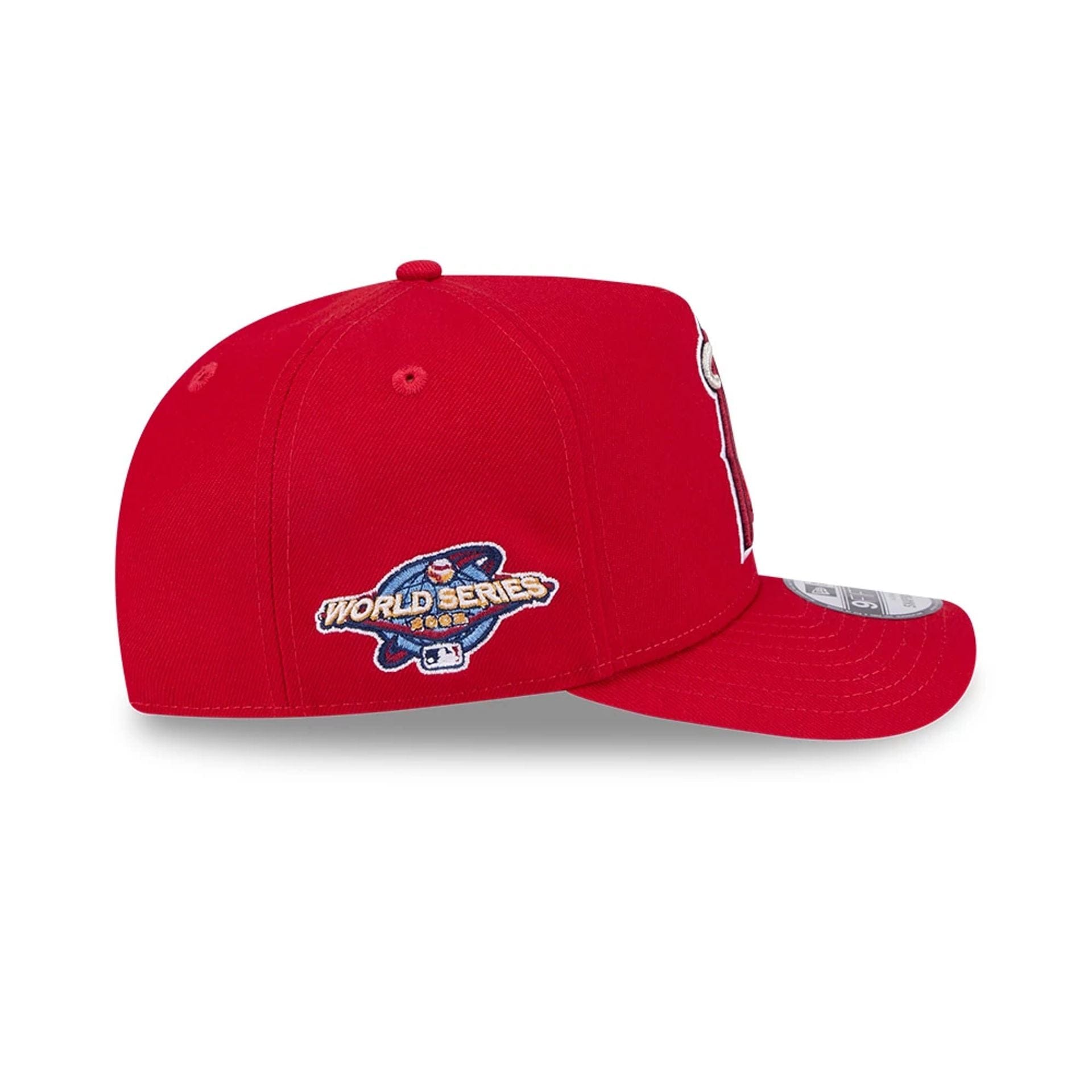 Pictured is this MLB Evergreen LA Angels 9FIFTY A-Frame Snapback cap in red. 5
