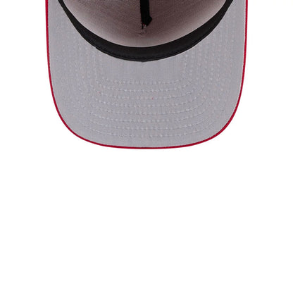 Pictured is this MLB Evergreen LA Angels 9FIFTY A-Frame Snapback cap in red. 2