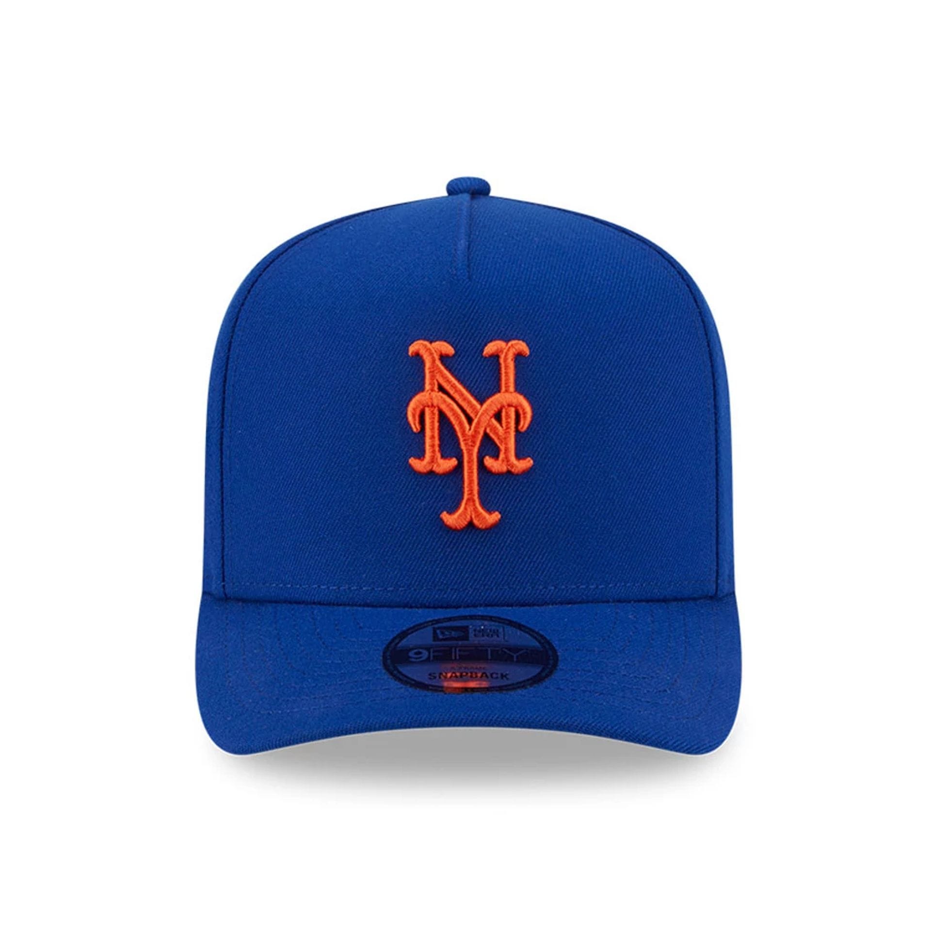 Pictured is this MLB Evergreen New York Mets 9FIFTY A-Frame Snapback cap in blue. 3