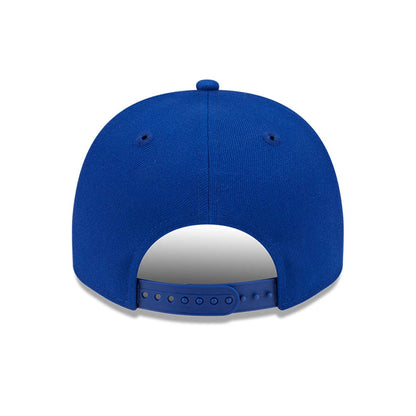 New York Mets MLB Evergreen Blue New Era 9FIFTY A-Frame Snapback Adjustable Cap, rear view showing the plain structured blue crown and blue adjustable snapback closure without any embroidered back logo.