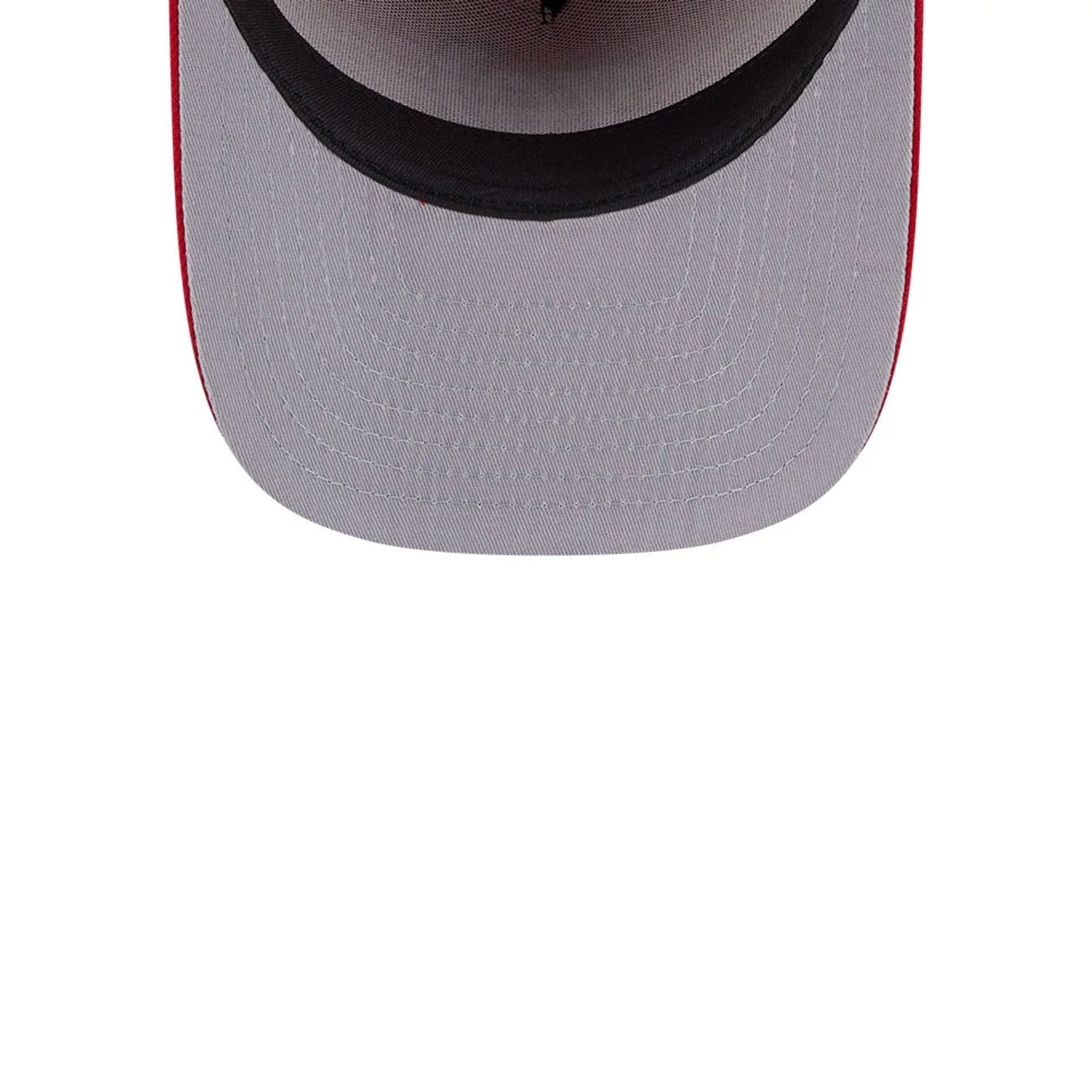 Pictured is this MLB Evergreen Washington Nationals 9FIFTY A-Frame Snapback cap in red. 2