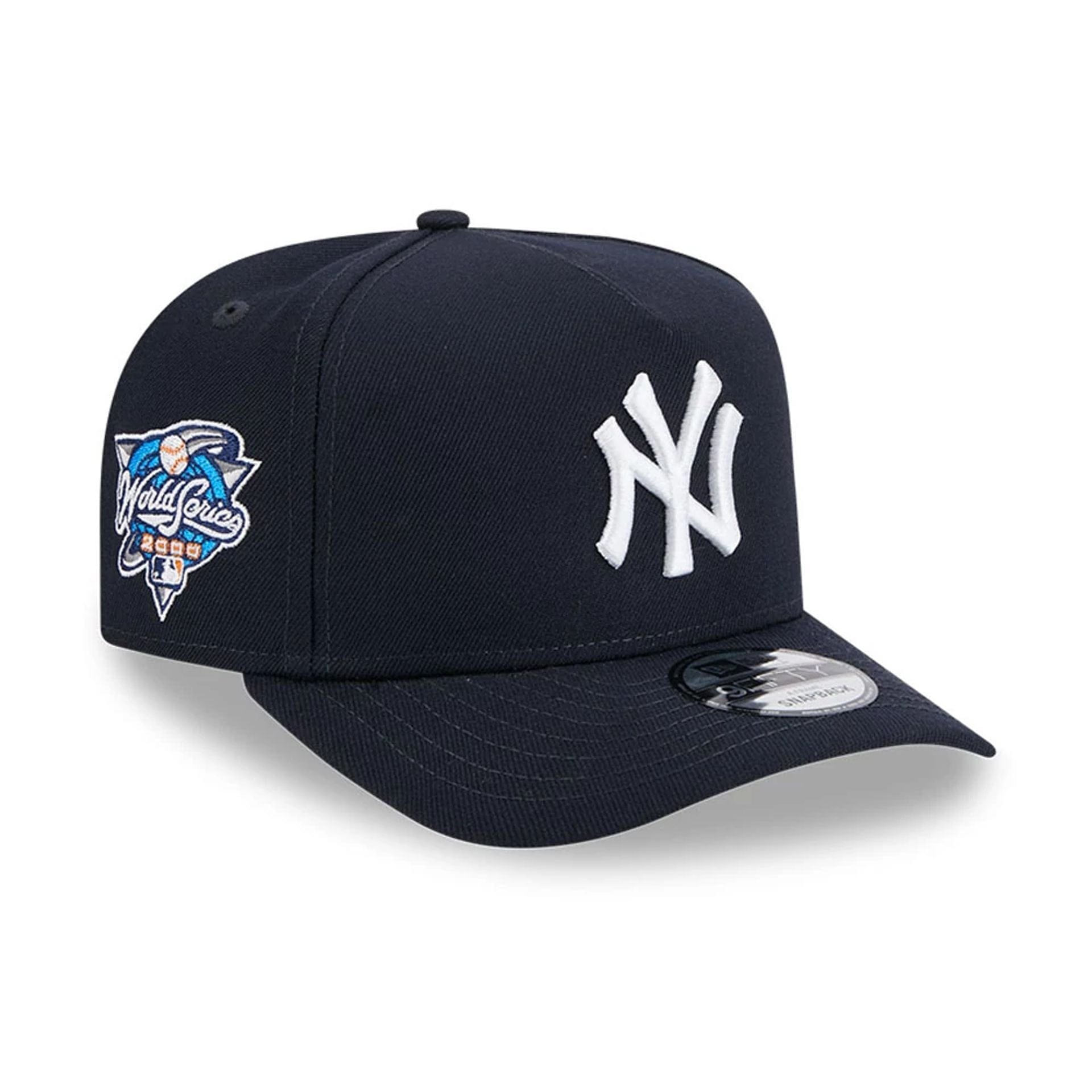 Pictured is this MLB Evergreen New York Yankees 9FIFTY A-Frame Snapback cap in navy. 1