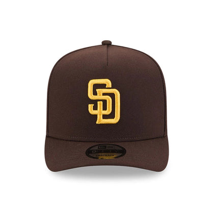 Pictured is this MLB Evergreen San Diego Padres 9FIFTY A-Frame Snapback cap in dark brown. 3
