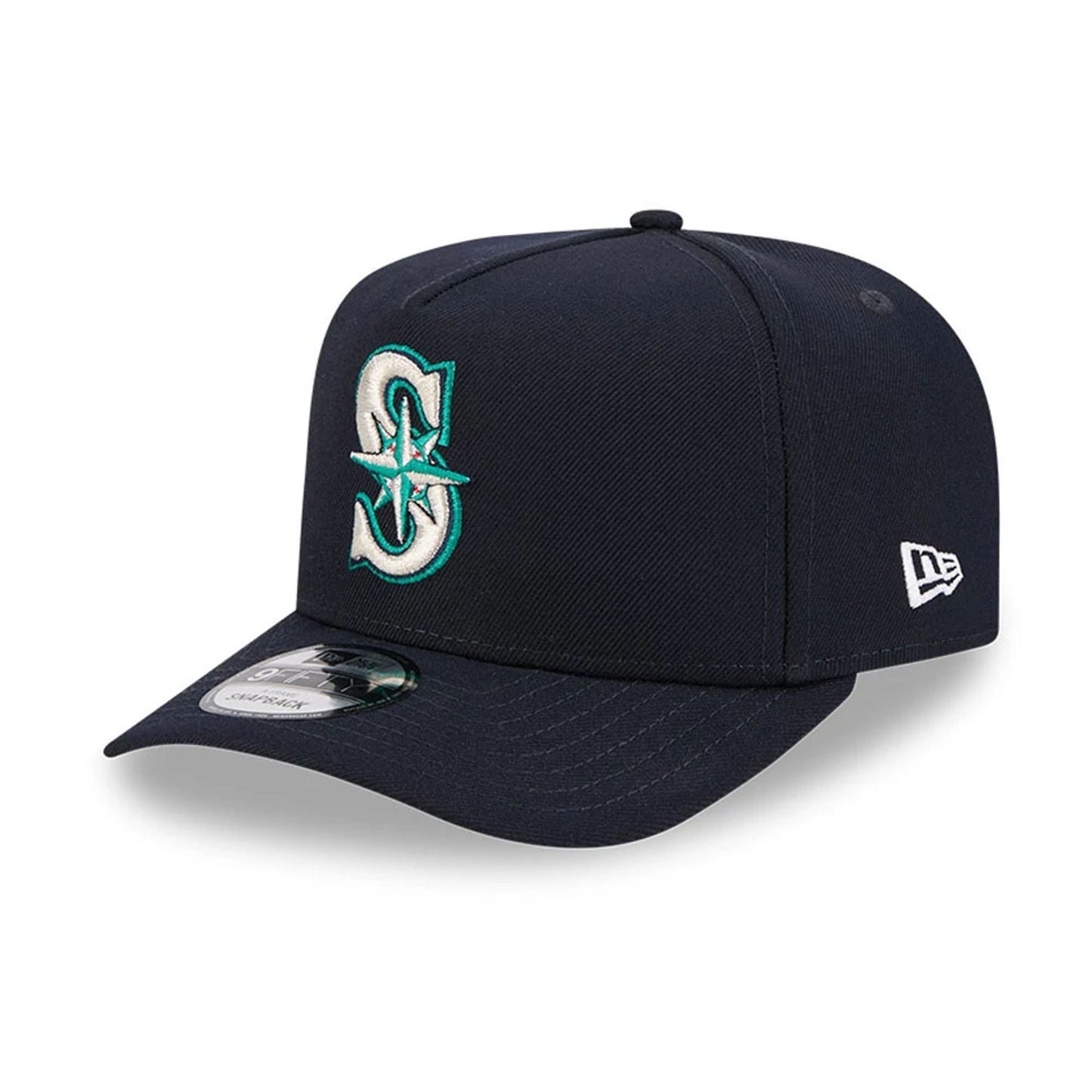 Pictured is this MLB Evergreen Seattle Mariners 9FIFTY A-Frame Snapback cap in navy. 4