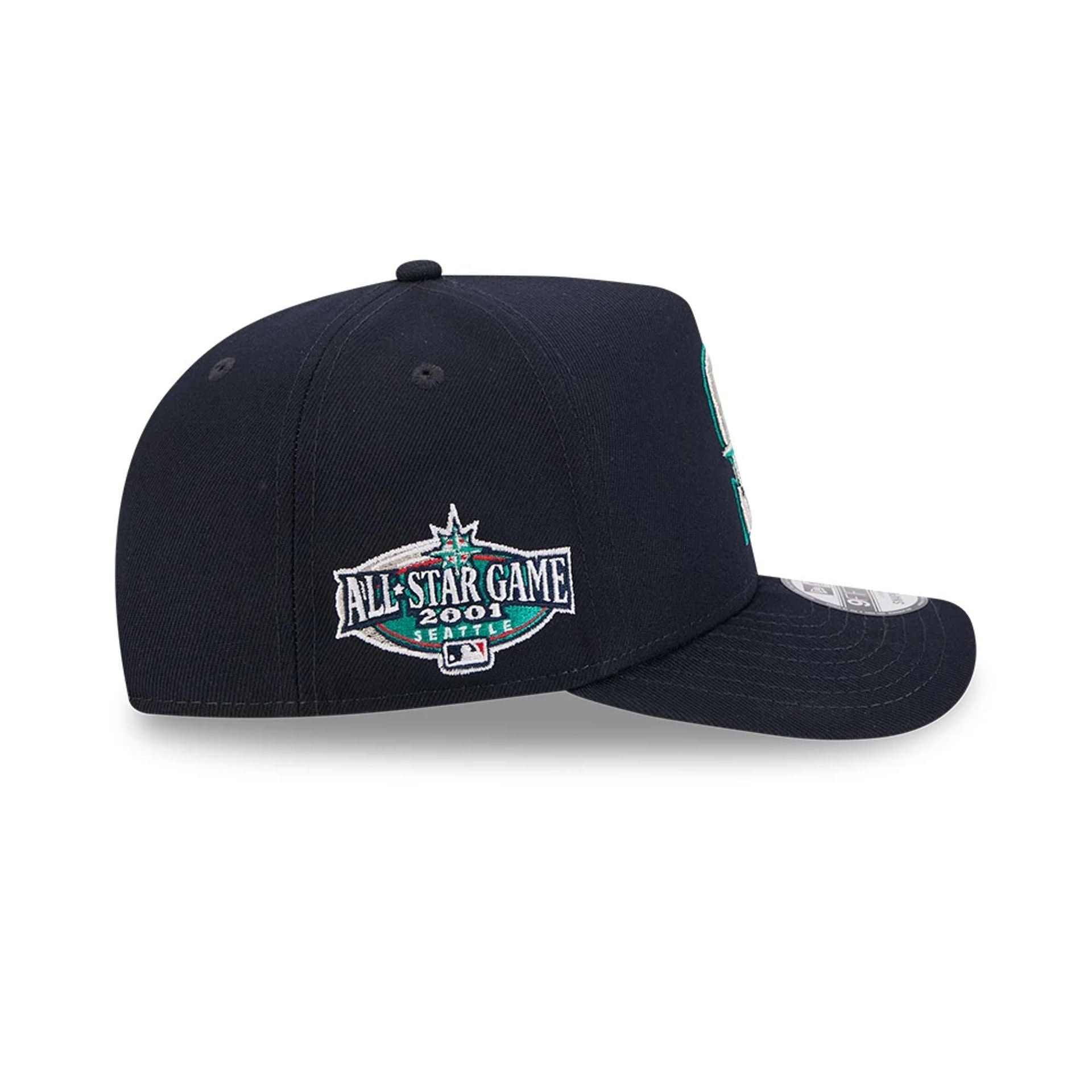 Pictured is this MLB Evergreen Seattle Mariners 9FIFTY A-Frame Snapback cap in navy. 5