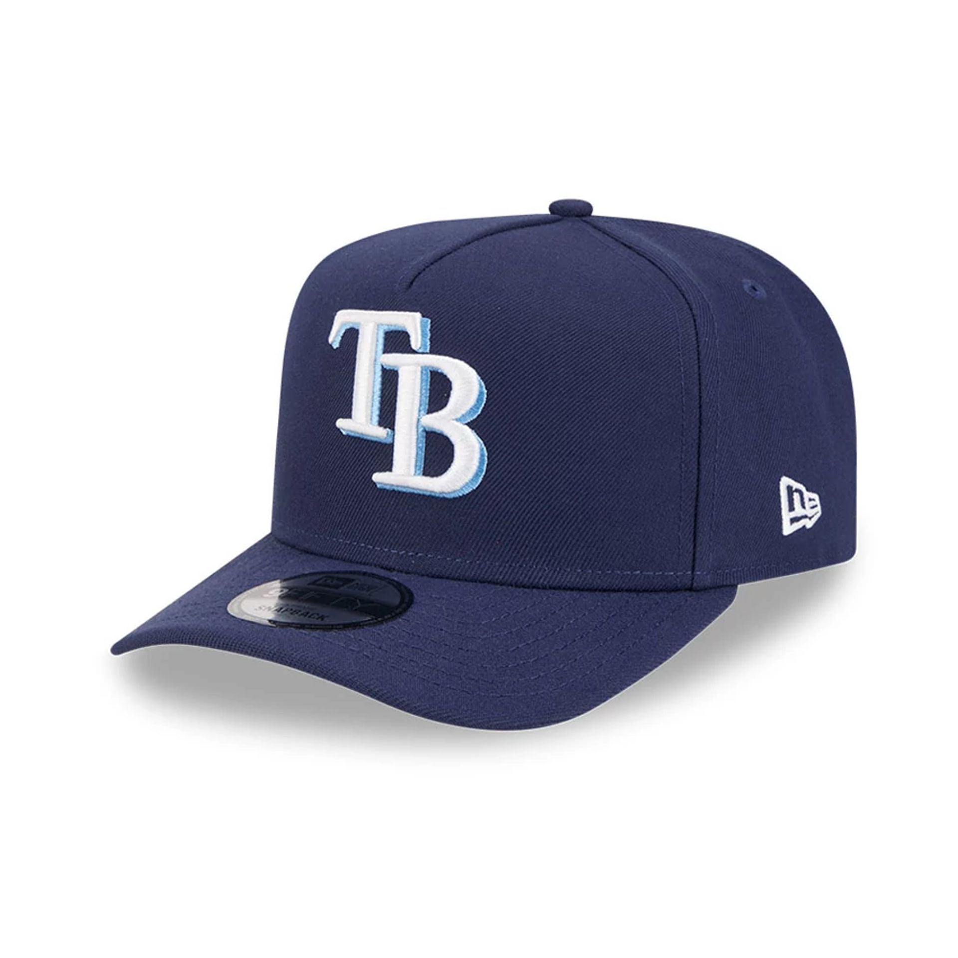Pictured is this MLB Evergreen Tampa Bay Rays 9FIFTY A-Frame Snapback cap in navy. 4