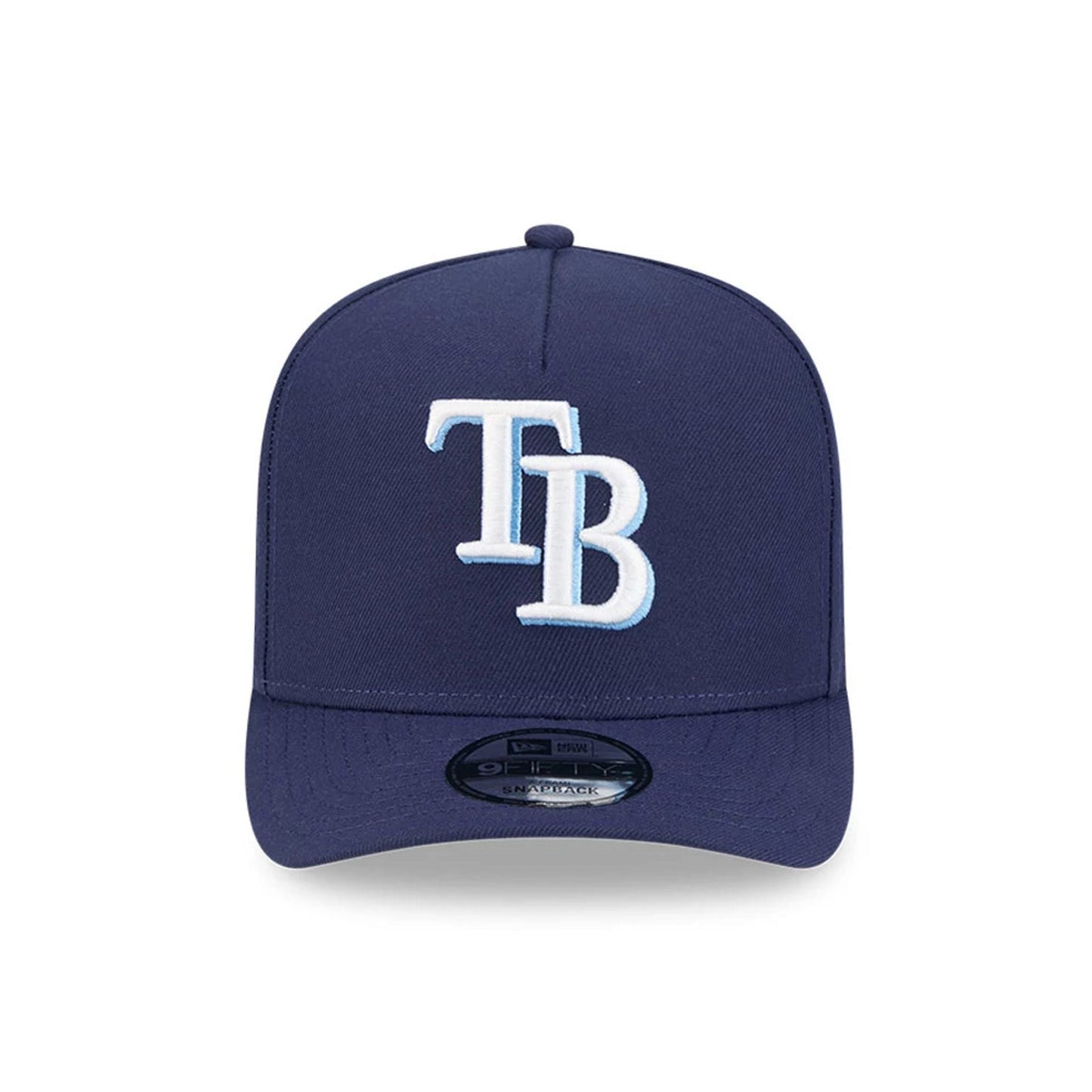 Pictured is this MLB Evergreen Tampa Bay Rays 9FIFTY A-Frame Snapback cap in navy. 3