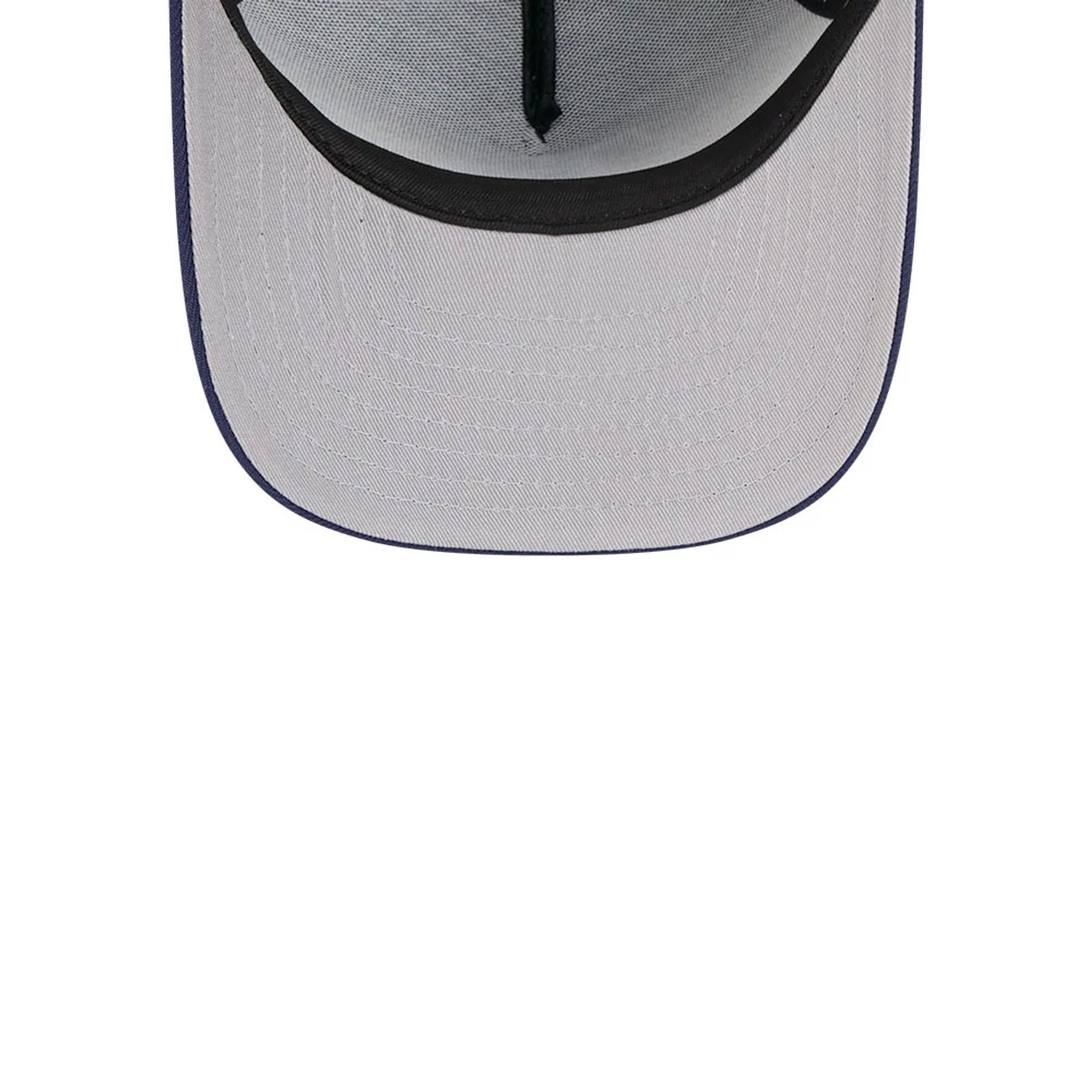 Pictured is this MLB Evergreen Tampa Bay Rays 9FIFTY A-Frame Snapback cap in navy. 2