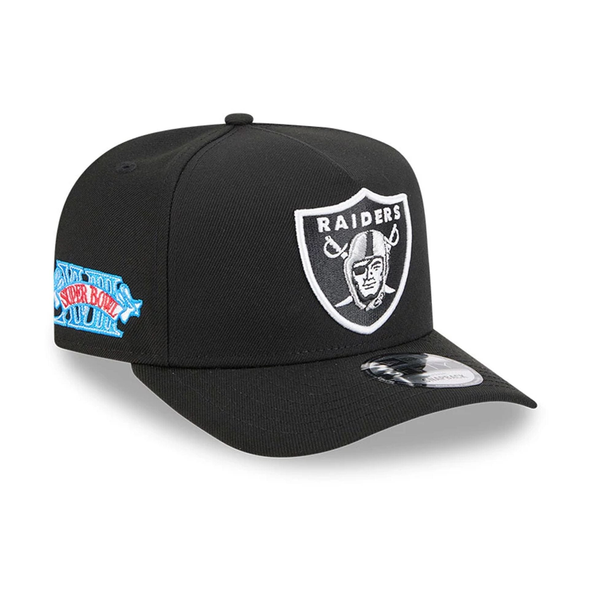 Pictured is this NFL Evergreen Las Vegas Raiders 9FIFTY A-Frame Snapback cap in black. 1