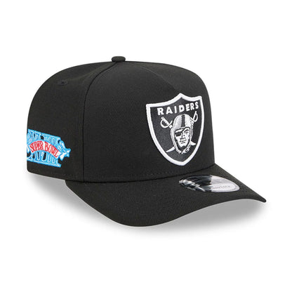Pictured is this NFL Evergreen Las Vegas Raiders 9FIFTY A-Frame Snapback cap in black. 1