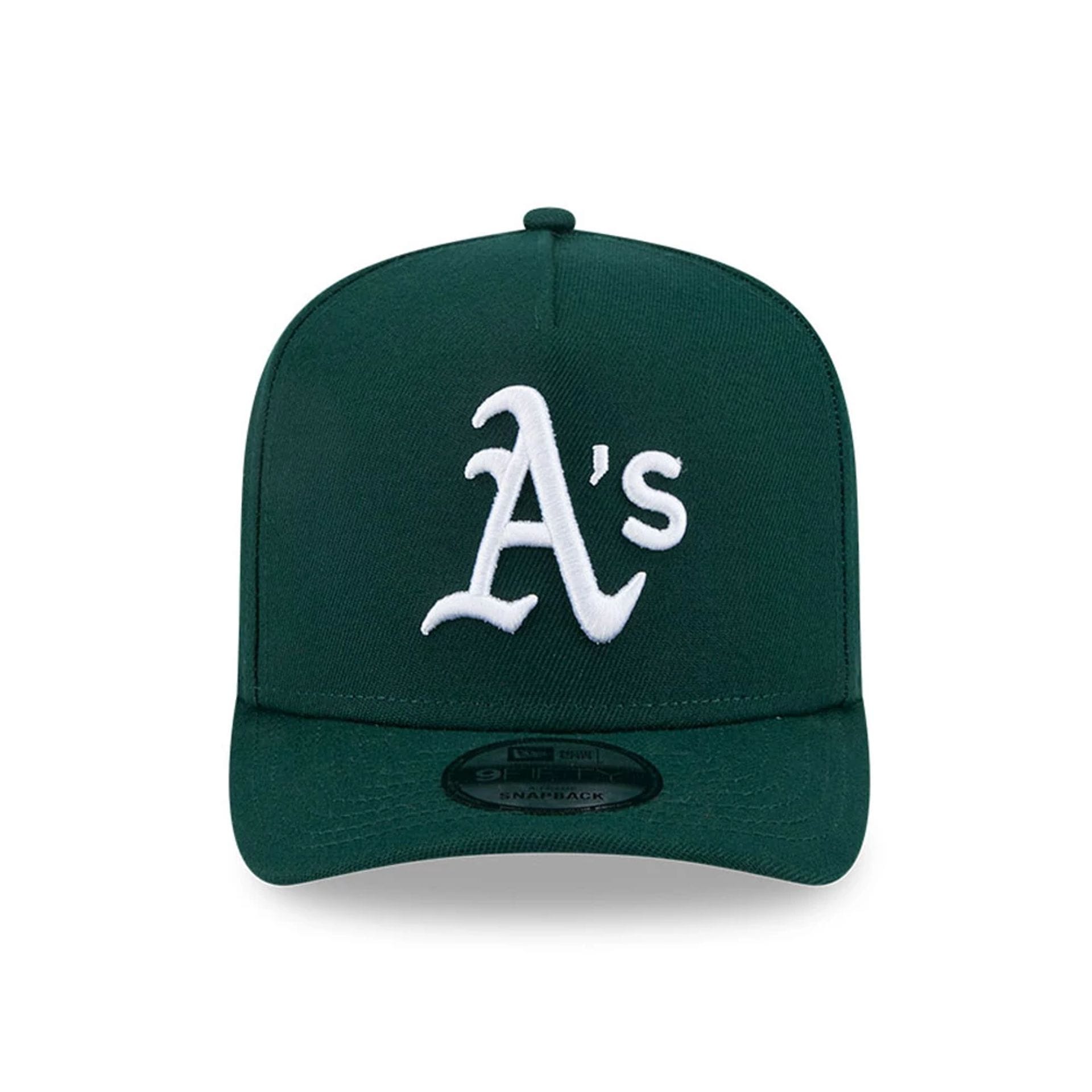 Pictured is this MLB Evergreen Athletics 9FIFTY A-Frame Snapback cap in dark green. 3