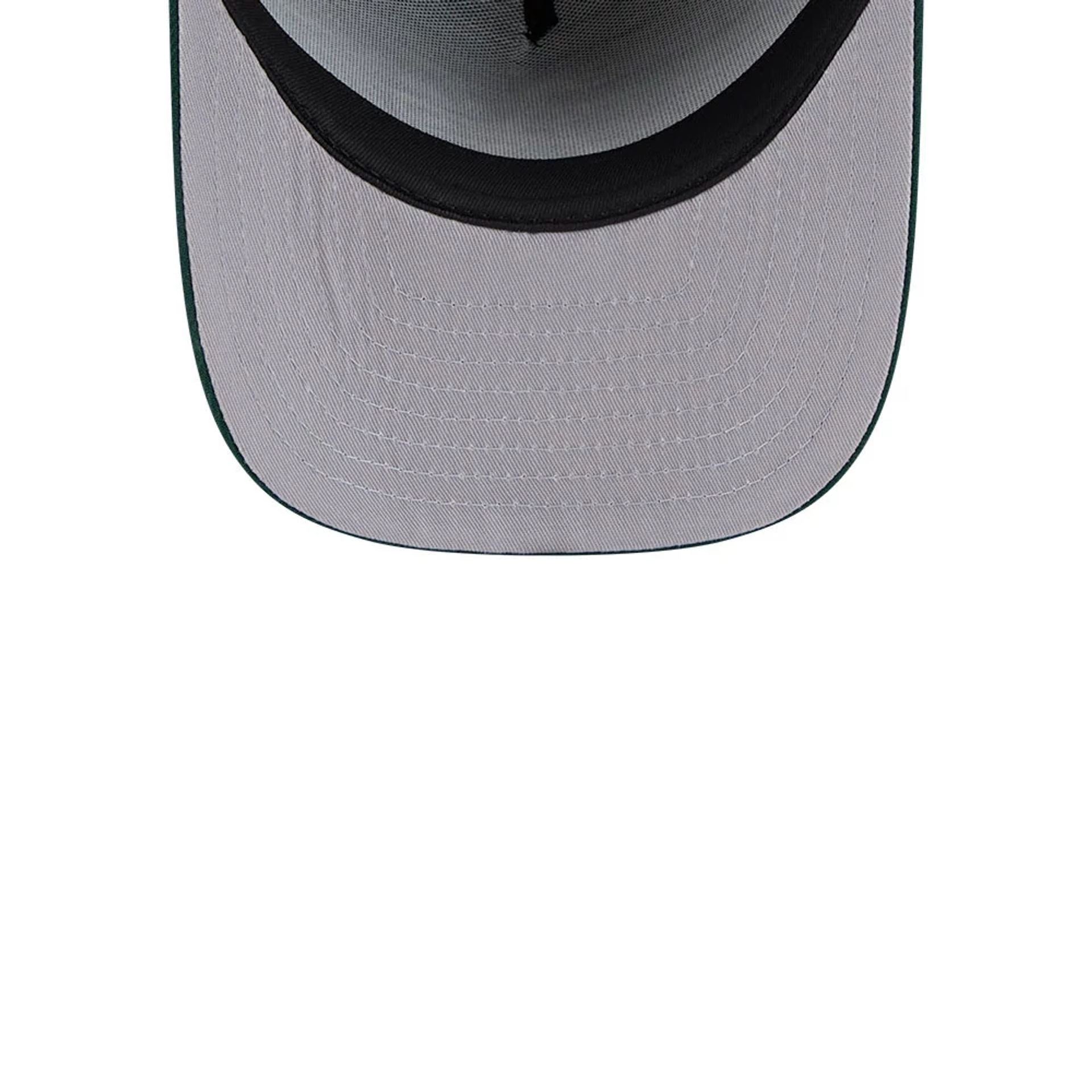 Pictured is this MLB Evergreen Athletics 9FIFTY A-Frame Snapback cap in dark green. 2
