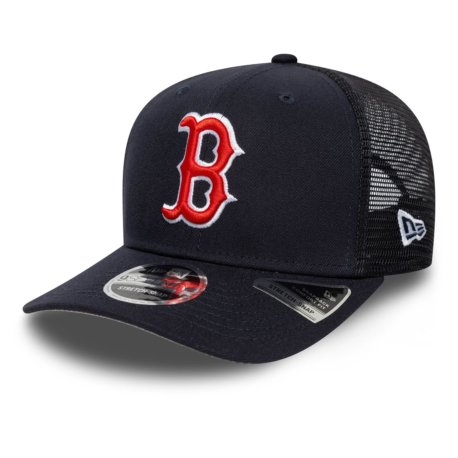 Pictured is this MLB Evergreen Boston Red Sox 9SEVENTY Stretch Snap cap in navy. 1