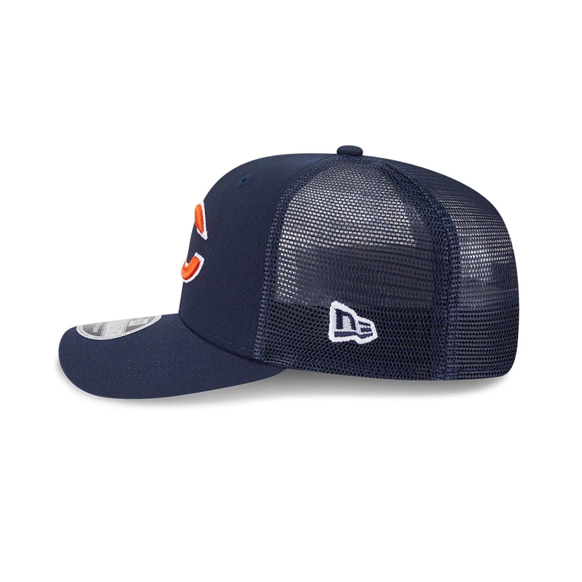Pictured is this NFL Evergreen Chicago Bears 9SEVENTY Stretch Snap cap in navy. 5