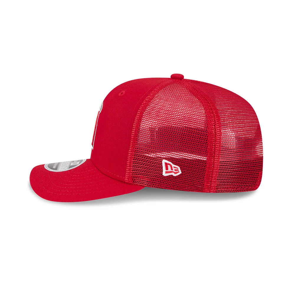 Pictured is this MLB Evergreen LA Angels 9SEVENTY Stretch Snap cap in red. 5