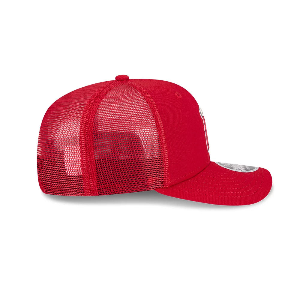 Pictured is this MLB Evergreen LA Angels 9SEVENTY Stretch Snap cap in red. 6