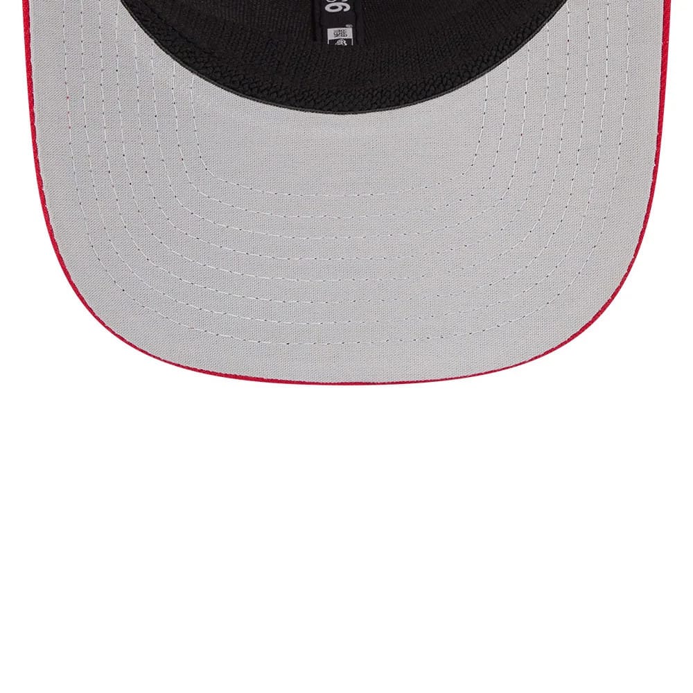 Pictured is this MLB Evergreen LA Angels 9SEVENTY Stretch Snap cap in red. 2