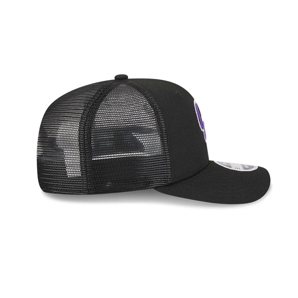 Pictured is this MLB Evergreen Colorado Rockies 9SEVENTY Stretch Snap cap in black. 6