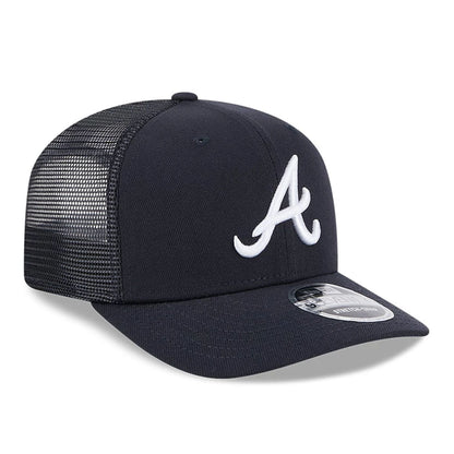 Pictured is this MLB Evergreen Atlanta Braves 9SEVENTY Stretch Snap cap in navy. 4